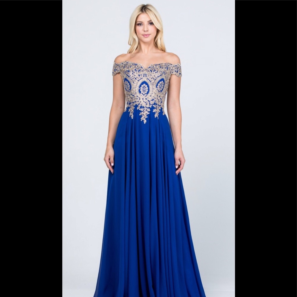 La Scala Formal gown Royal blue and Gold